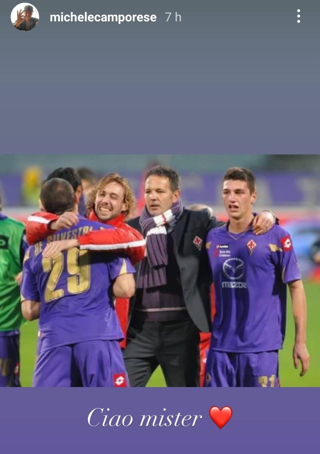 Camporese omaggia Mihajlovic: "Ciao Mister". Fu Sinisa a lanciarlo in serie A con la Fiorentina