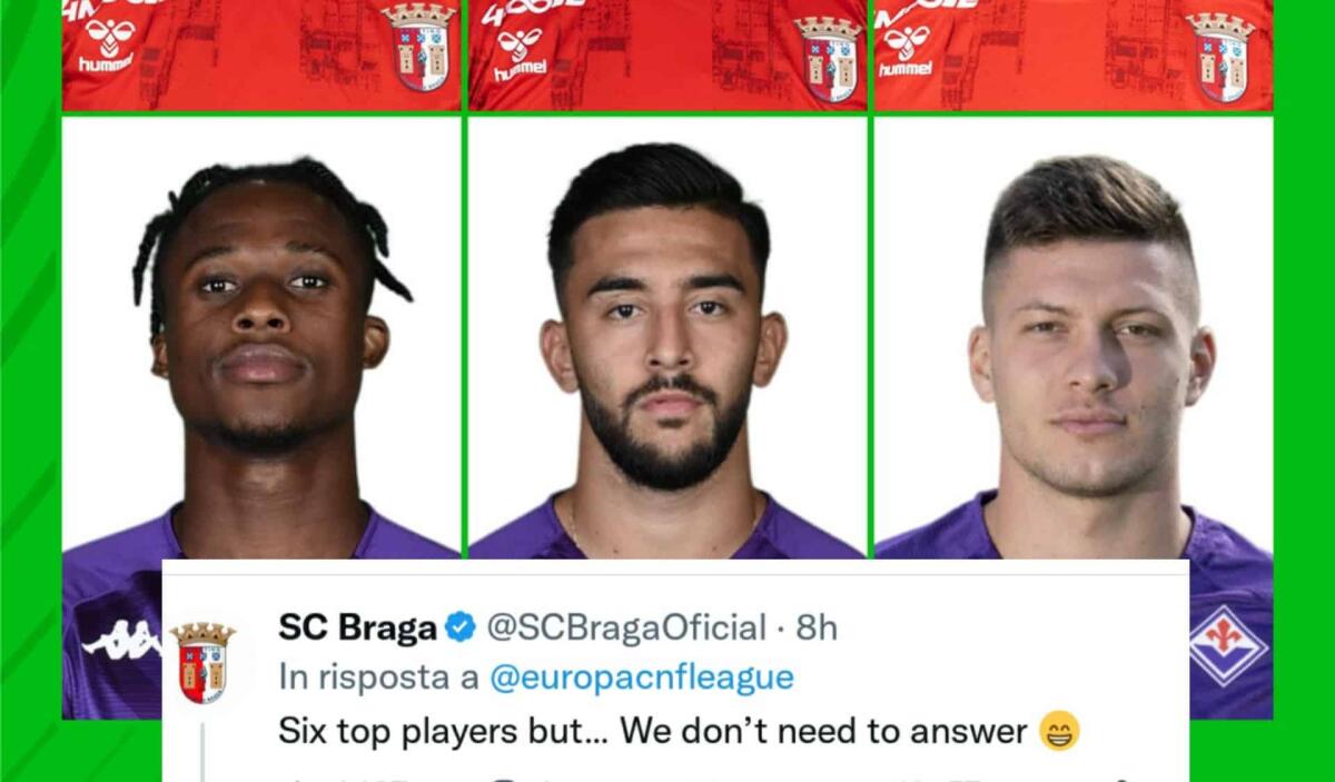 Conference posta la foto di Nico, Jovic e Kouamè e chiede: "Quale tridente scegli?" Il Braga risponde - 