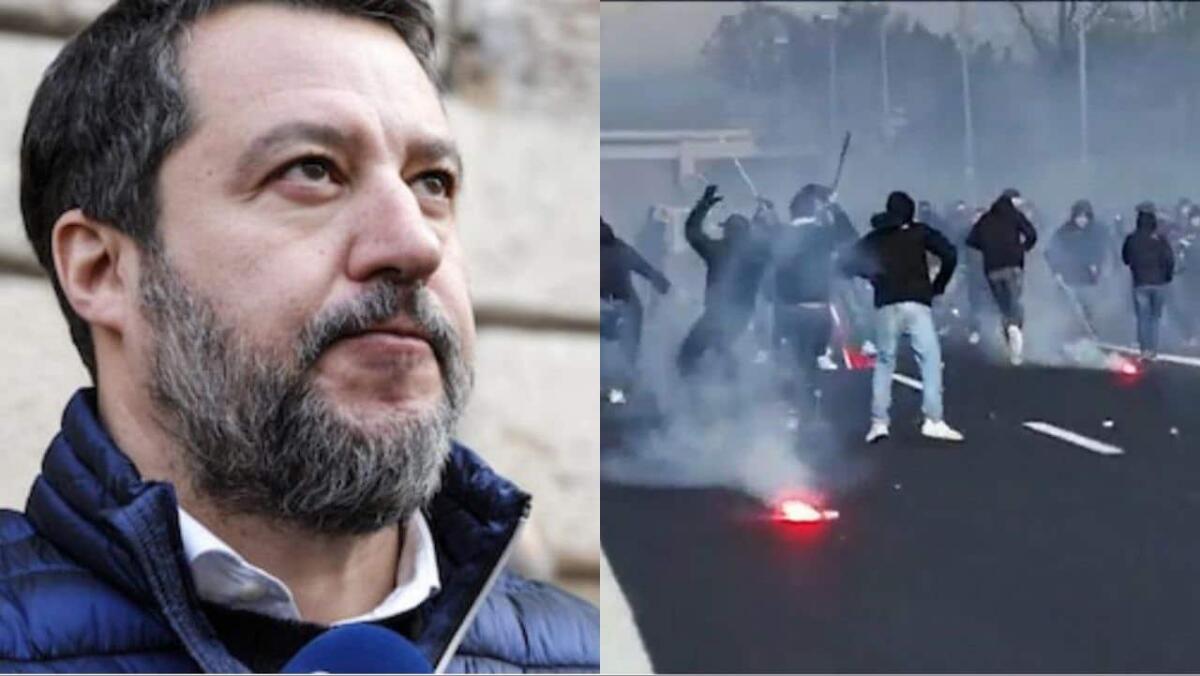 Salvini sugli scontri in autostrada: "Non sono tifosi, devono pagare danni e non entrare più allo stadio" - 