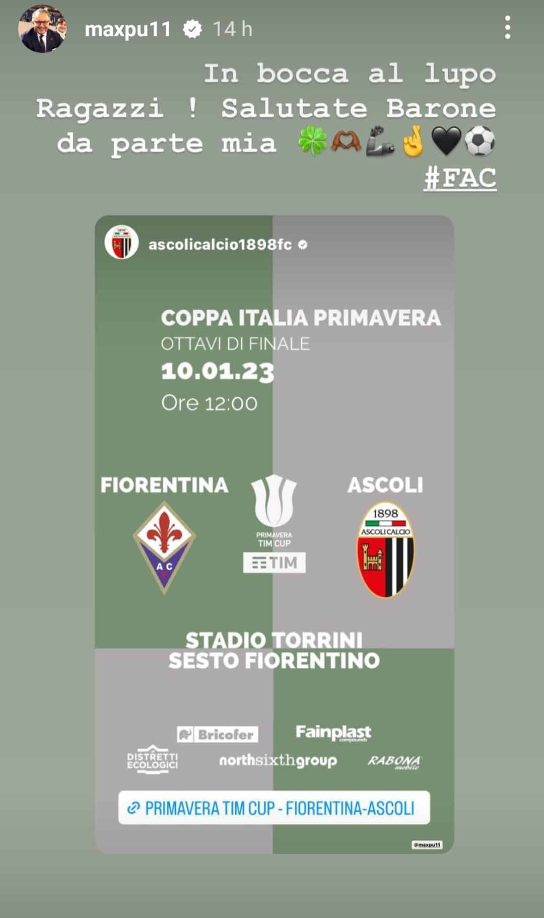 Il presidente dell'Ascoli: "Salutatemi Barone". In passato scontro per non aver fatto giocare il figlio