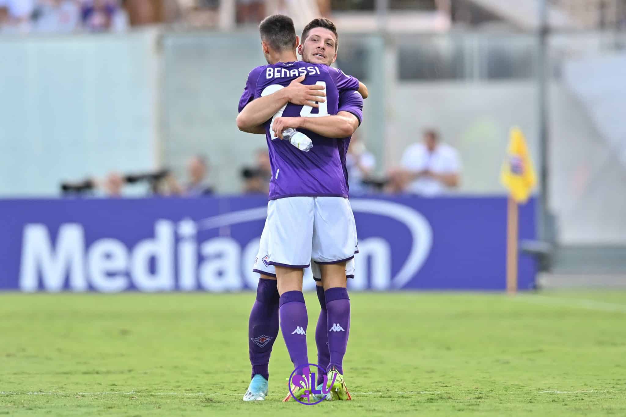 Esultanza Luka Jovic (ACF Fiorentina) con Marco Benassi (ACF Fiorentina)