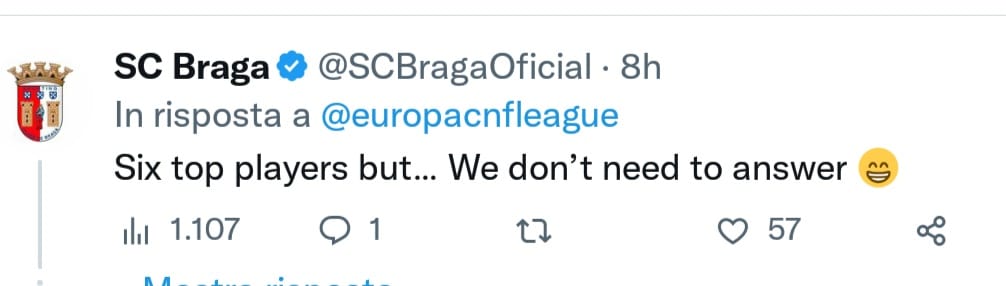 Conference posta la foto di Nico, Jovic e Kouamè e chiede: "Quale tridente scegli?" Il Braga risponde