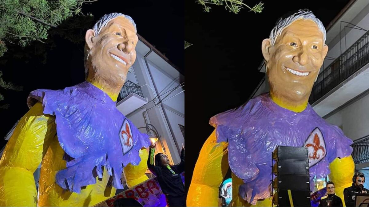 Ricordate Vessicchio? Offese Firenze e la Fiorentina, è diventato un carro di carnevale con maglia viola - 
