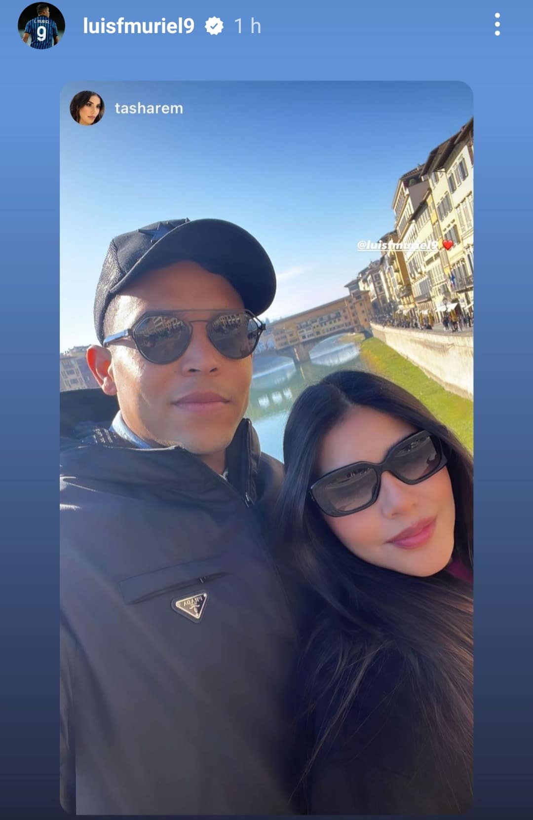 Luis Muriel a Firenze nel suo giorno libero, il centravanti dell'Atalanta ancora molto legato alla città