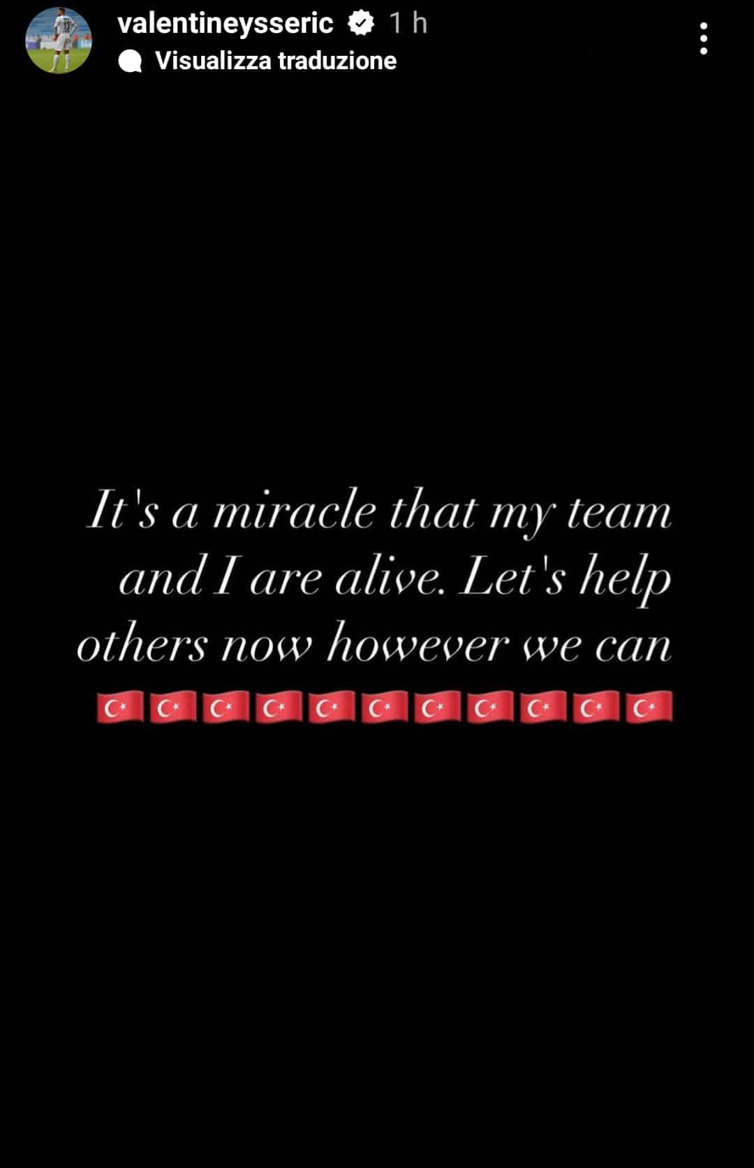 Eysseric è in Turchia: "Sono vivo per miracolo con la mia squadra. Aiutiamo in ogni modo possibile"