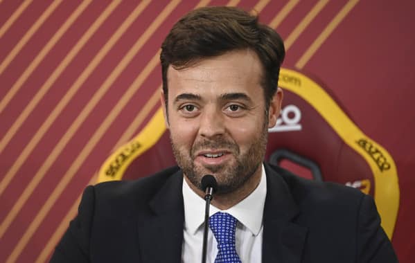 ROME, ITALY - SEPTEMBER 16: AS Roma General Manager Tiago Pinto during Press Conference at Centro Sportivo Fulvio Bernardini on September 16, 2022 in Rome, Italy. (Photo by Luciano Rossi/AS Roma via Getty Images)