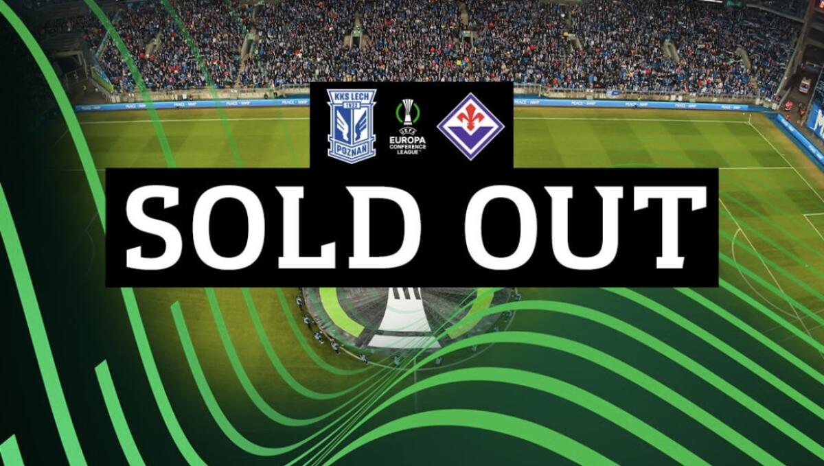 Lech Poznań-Fiorentina, è già sold out! Circa 40.000 spettatori per l'andata dei quarti di Conference League - 