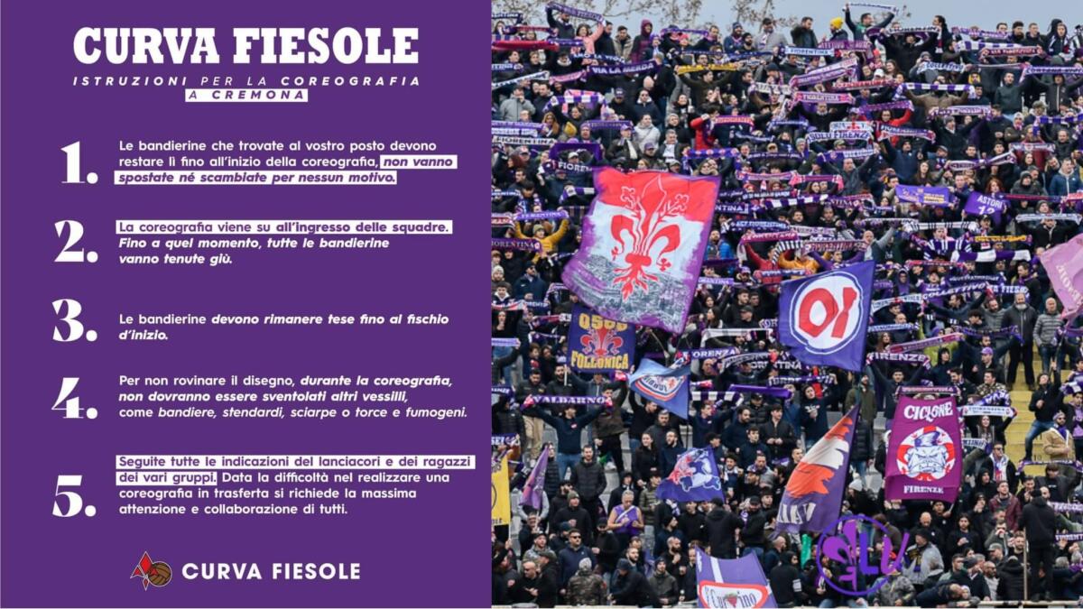 I tifosi della Fiorentina faranno la coreografia a Cremona: "Un disegno fatto dalle bandierine" - 