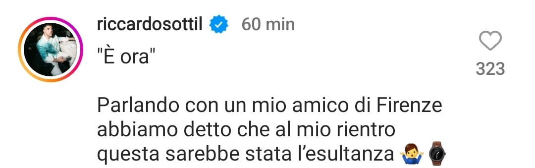 Sottil spiega la sua esultanza: "Significa «È ora» l'ho decisa con un mio amico di Firenze"