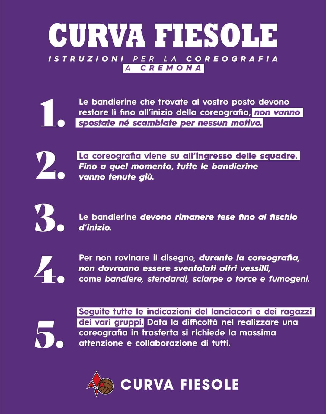 I tifosi della Fiorentina faranno la coreografia a Cremona: "Un disegno fatto dalle bandierine"