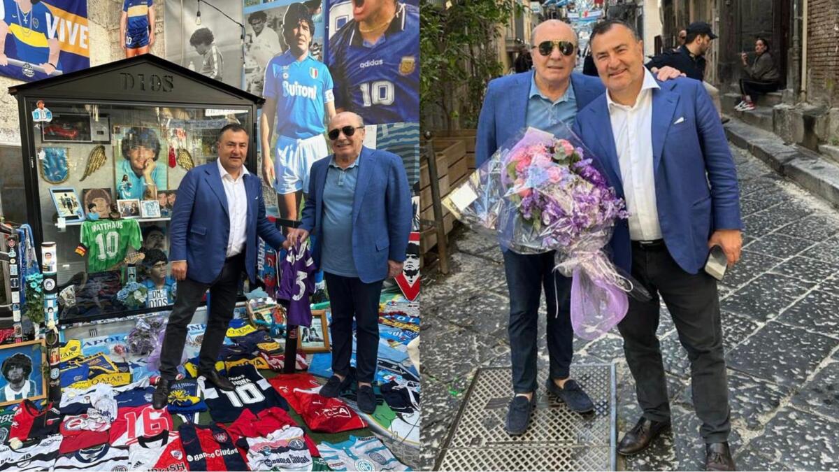Commisso e Barone ai quartieri spagnoli di Napoli per omaggiare Maradona prima di Napoli-Fiorentina - 