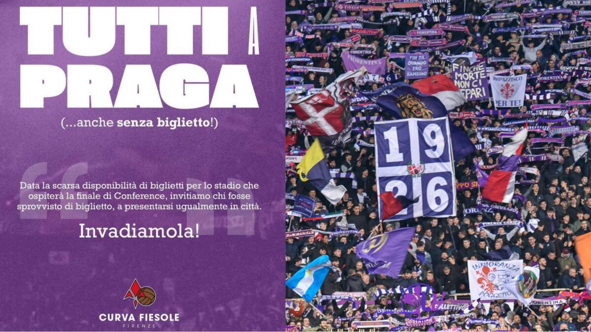 La Curva Fiesole: "Tutti a Praga, anche chi non ha il biglietto. Coloriamo di viola la città ugualmente" - 