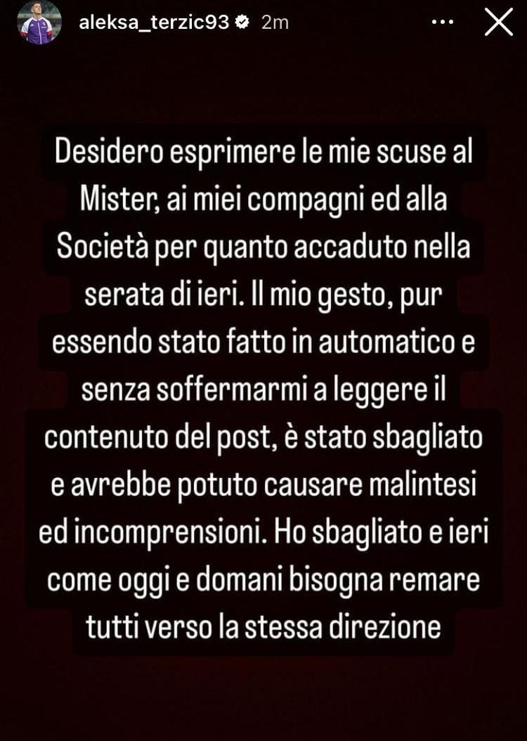 Jovic e Terzic chiedono scusa: "Non abbiamo letto quello che era scritto nel post che condiviso"