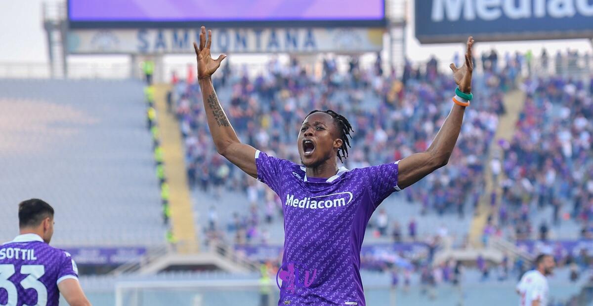 Sky Sport, possibile inizio dal primo minuto di Kouamè con Nico Gonzalez spostato a sinistra. Ikonè in panchina? - Esultanza Christian Kouamé (Fiorentina)