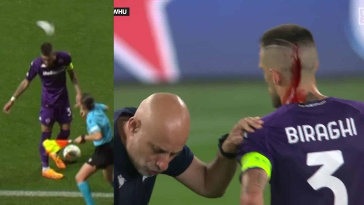 Vergogna a Praga, i tifosi del West Ham spaccano la testa a Biraghi lanciando un bicchiere dalla Curva - 