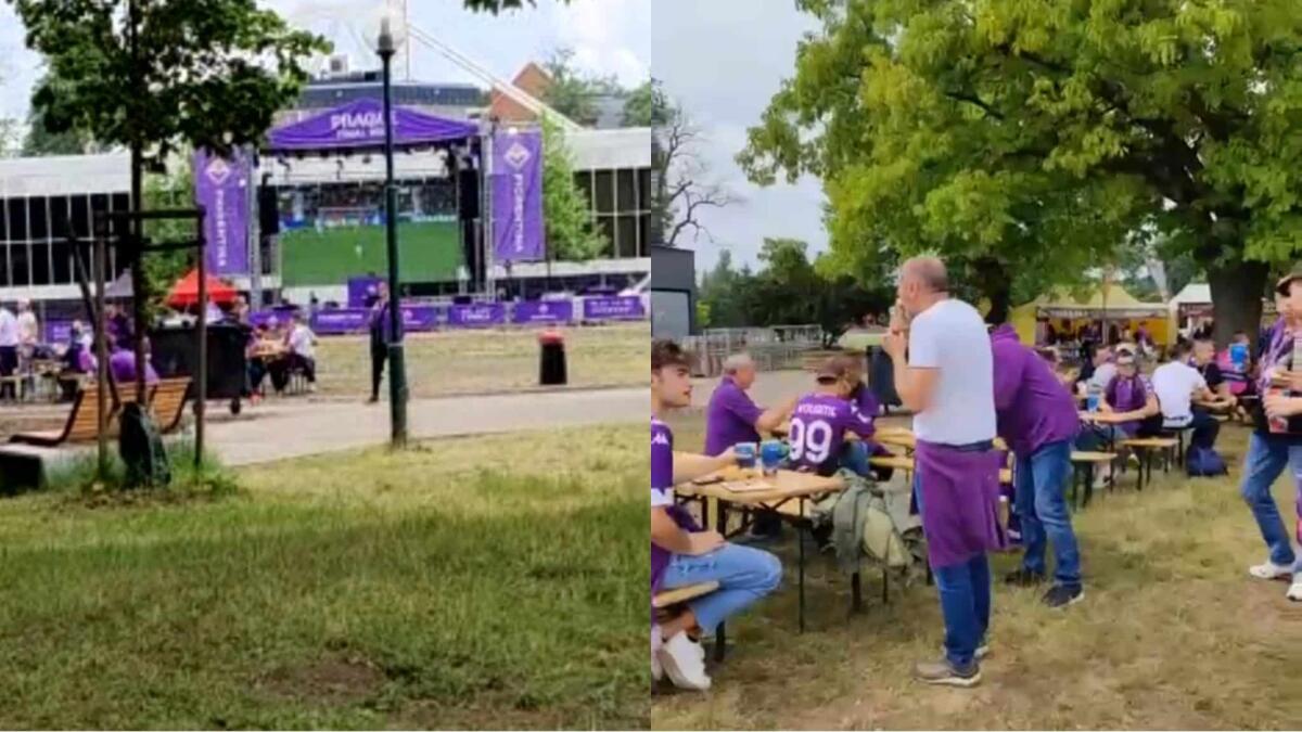 Da Praga, ecco la fan zone dedicata ai tifosi della Fiorentina. Qui il maxischermo dove vedranno la gara - 
