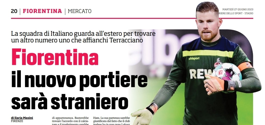 Corriere dello Sport sicuro: "Il portiere della Fiorentina sarà straniero: Areola, Horn o Livakovic"