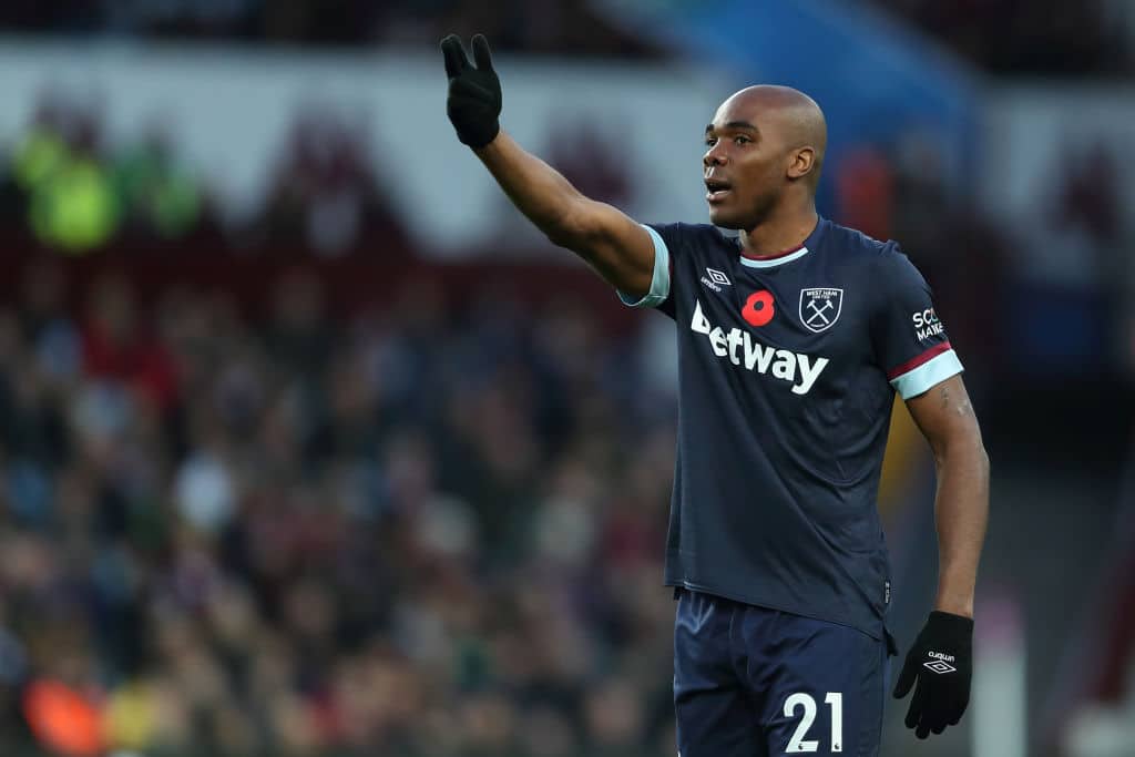 BIRMINGHAM, ENGLAND - OCTOBER 31: Angelo Ogbonna of West Ham United during the Premier League match between Aston Villa and West Ham United at Villa Park on October 31, 2021 in Birmingham, England. (Photo by James Williamson - AMA/Getty Images)