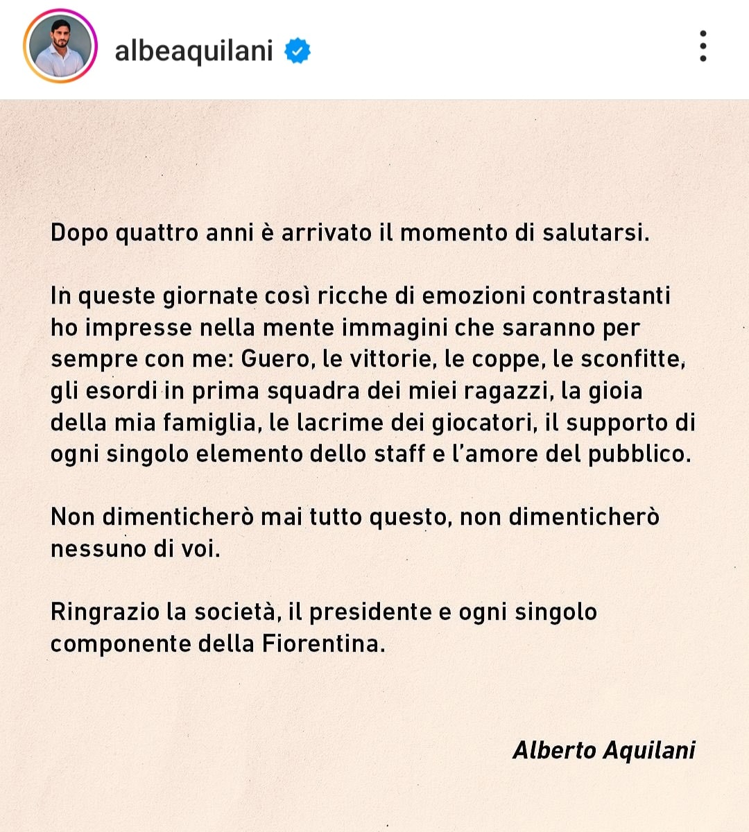 La lettera di addio di Aquilani: "È ora di salutarsi, guardo immagini che saranno sempre con me"