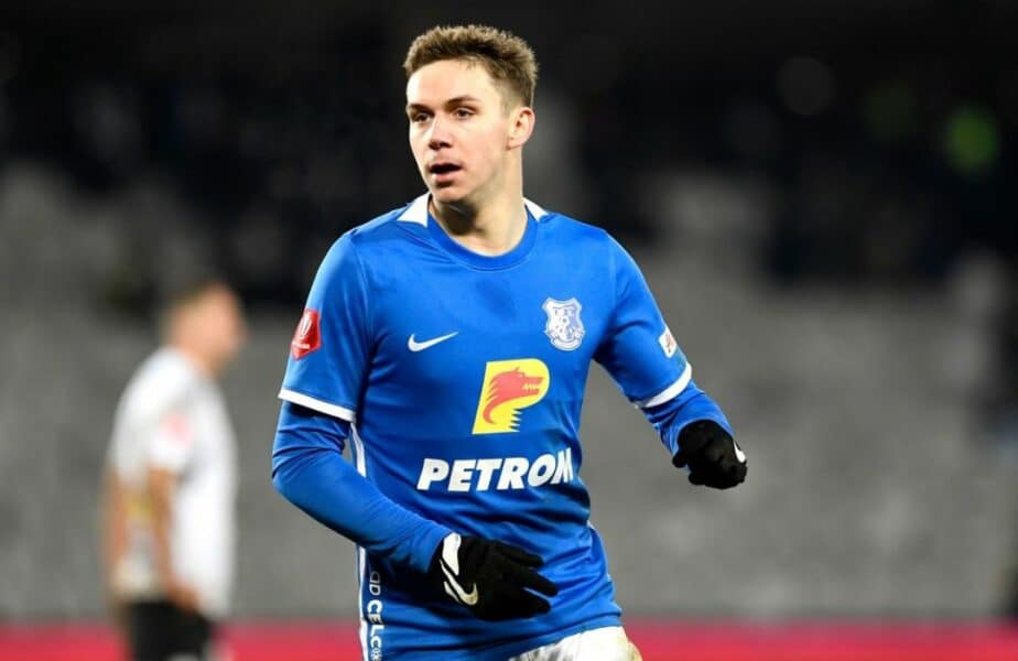 Louis Munteanu in action during Romania Superliga: FC Universitatea ''U'' Cluj - Farul Constanta, Cluj Arena, 03 March 2023Universitatea Cluj v Farul Constanta - Romanian Superliga, Cluj-Napoca - 03 Mar 2023,Image: 760740745, License: Rights-managed, Rest