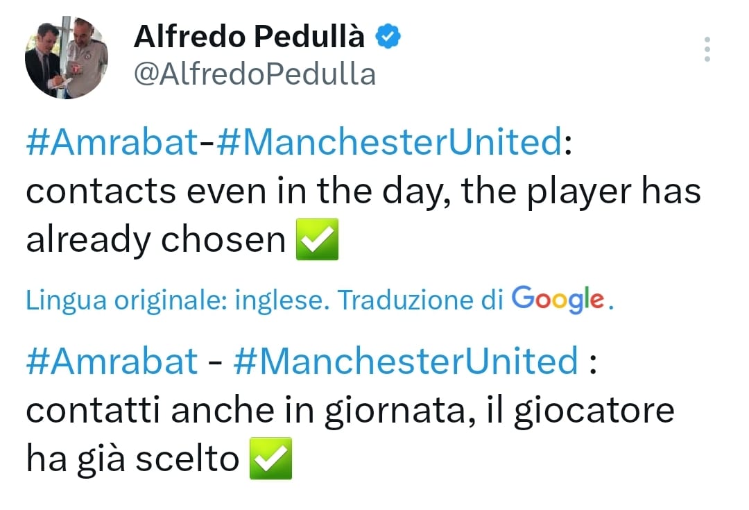 Pedullà: "Trattativa tra Fiorentina e United per Amrabat, si può chiudere a 22 più bonus arrivando a 30"