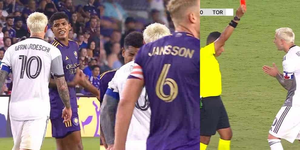 Bernardeschi perde la testa, testata ad un avversario, espulso, esce dal campo ridendo con i tifosi