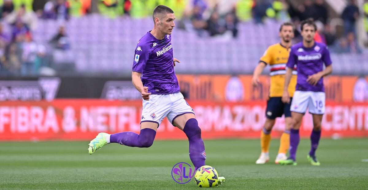 Milenkovic: "Non pensiamo a giovedì, concentrati a far bene oggi e a regalare gioia ai nostri tifosi" - Firenze, stadio A.Franchi, 30.04.2023, Fiorentina-Sampdoria, foto Lisa Guglielmi. Copyright Labaroviola.com