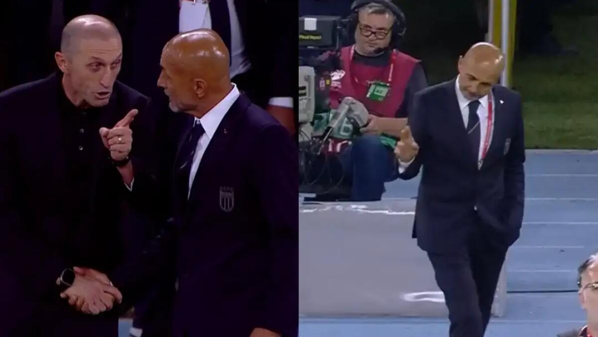 Spalletti litiga al fischio finale con il Ct della Macedonia, a muso duro al momento della stretta di mano - 