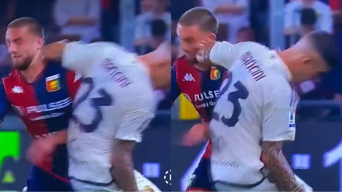 Gomitata violenta di Mancini in Genoa-Roma, il Var sceglie di non vedere. Era da espulsione - 