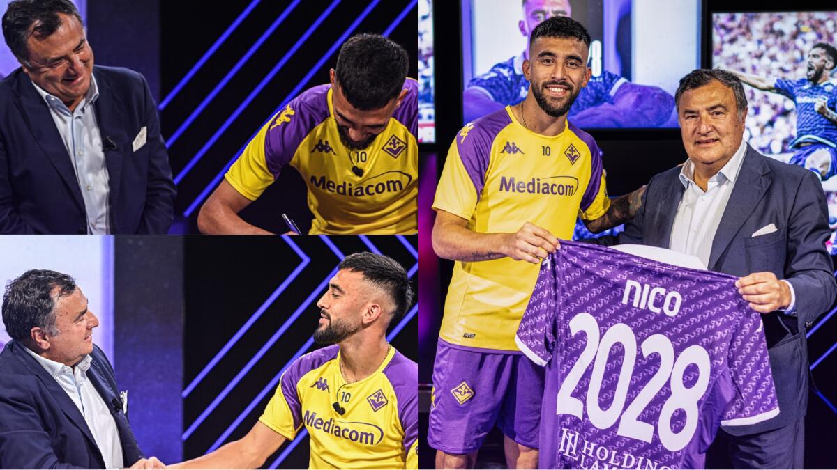 Nico Gonzalez firma con la Fiorentina, tutte le foto insieme con Barone. Stretta di mano e sorrisi - 