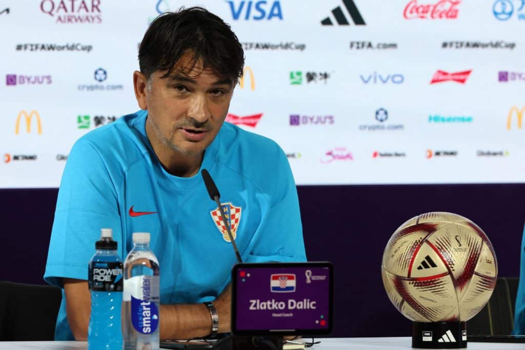 Croatia's coach Zlatko Dalic gives a press conference at the Qatar National Convention Center (QNCC) in Doha on December 12, 2022, on the eve of the Qatar 2022 World Cup semi final football match between Argentina and Croatia. (Photo by JACK GUEZ / AFP) (