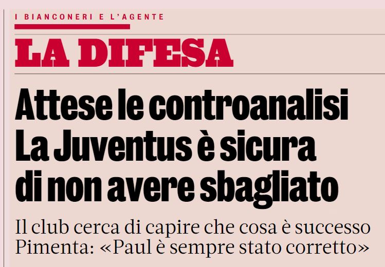 Pogba dopato, la Juventus è sicura al 100% di aver agito correttamente con il francese. Solo un errore per loro