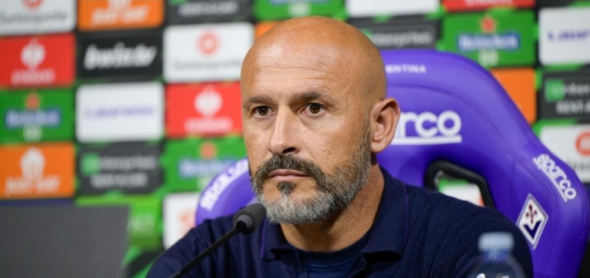 Italiano: "Sono arrabbiato e deluso, rovinata una grande partita. Ikonè non ha mai saltato l'avversario" - Bagno a Ripoli, Viola Park, 04.10.2023, foto Jacopo Canè. Copyright Labaroviola.com