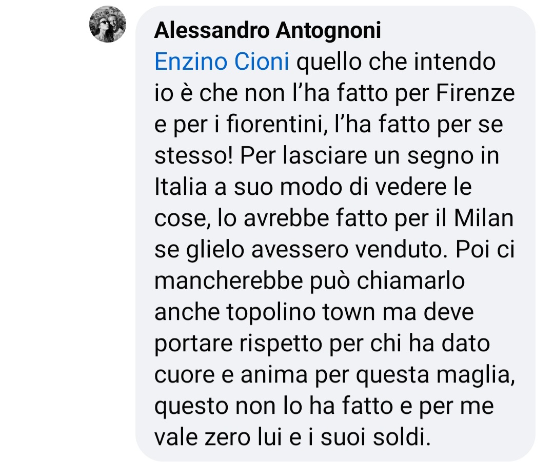 Figlio Antognoni attacca: "Della Fiorentina gli interessa zero. Lo hanno cacciato dall'ufficio. Sono esseri inutili"