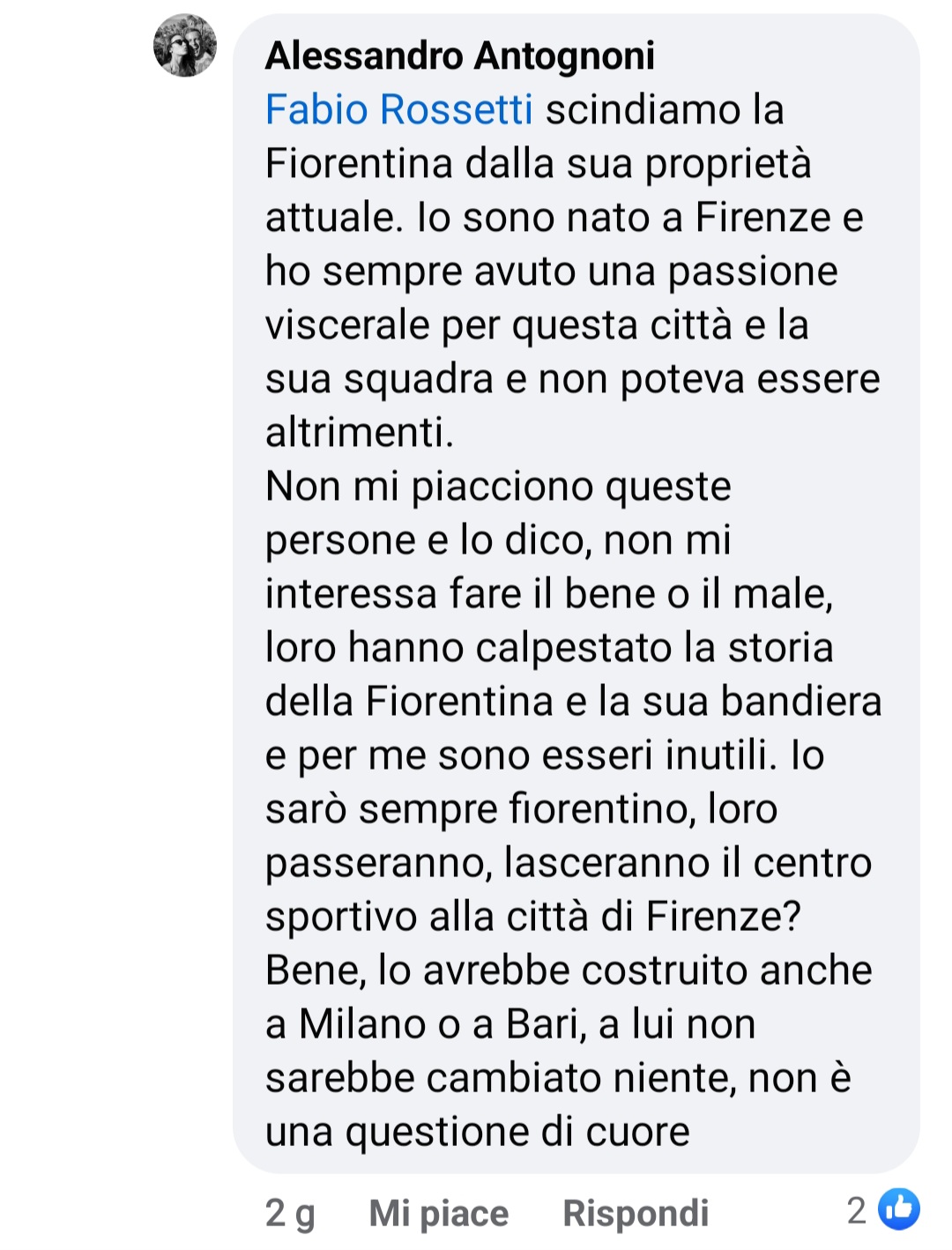 Figlio Antognoni attacca: "Della Fiorentina gli interessa zero. Lo hanno cacciato dall'ufficio. Sono esseri inutili"