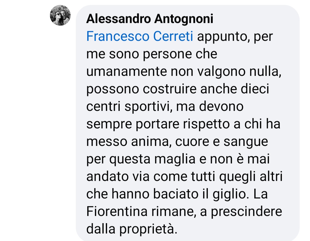 Figlio Antognoni attacca: "Della Fiorentina gli interessa zero. Lo hanno cacciato dall'ufficio. Sono esseri inutili"