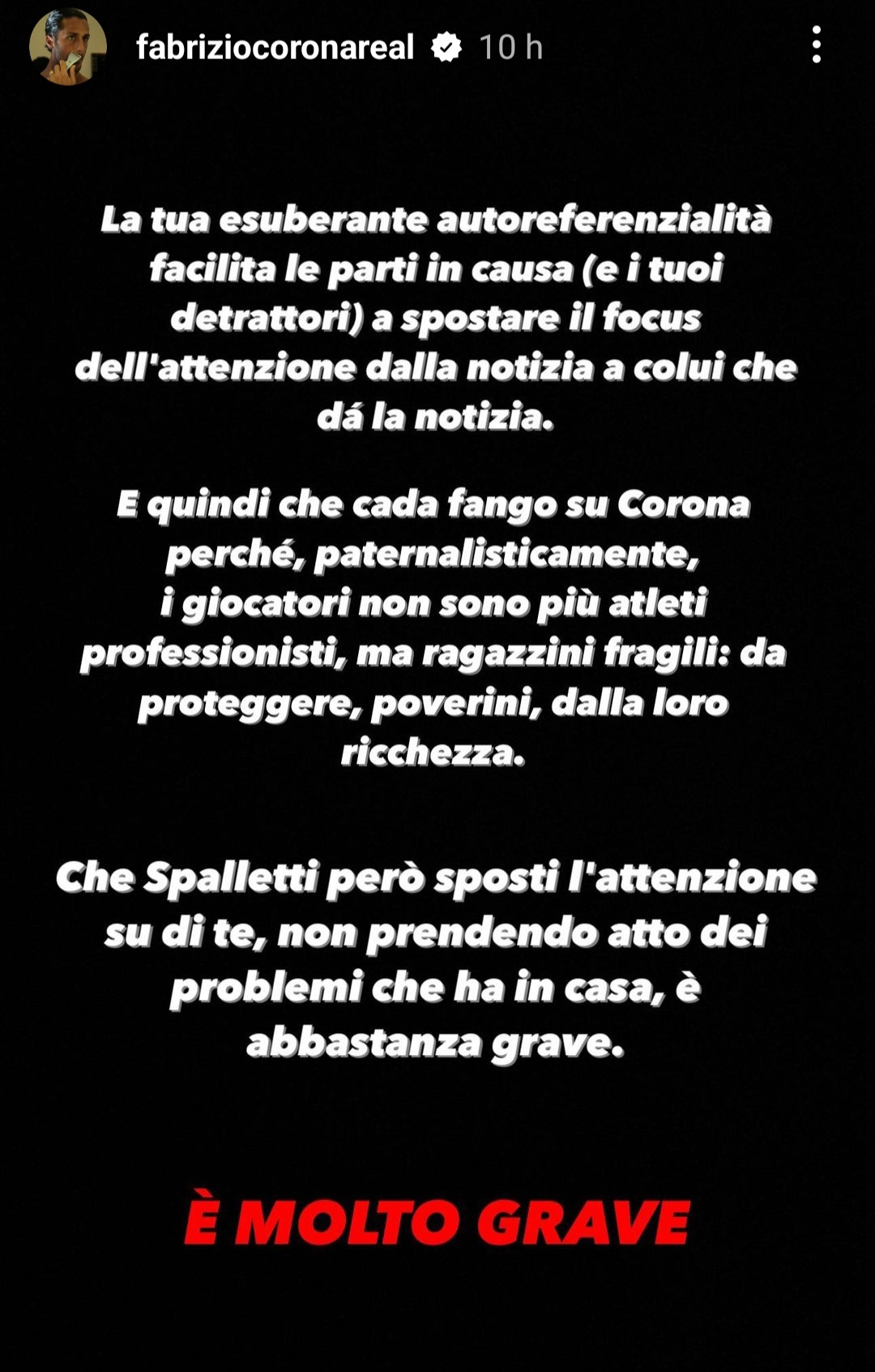 Corona attacca Spalletti: "Quello che ha detto è molto grave. Dipende da Coco, Trezeguet e Adriano"
