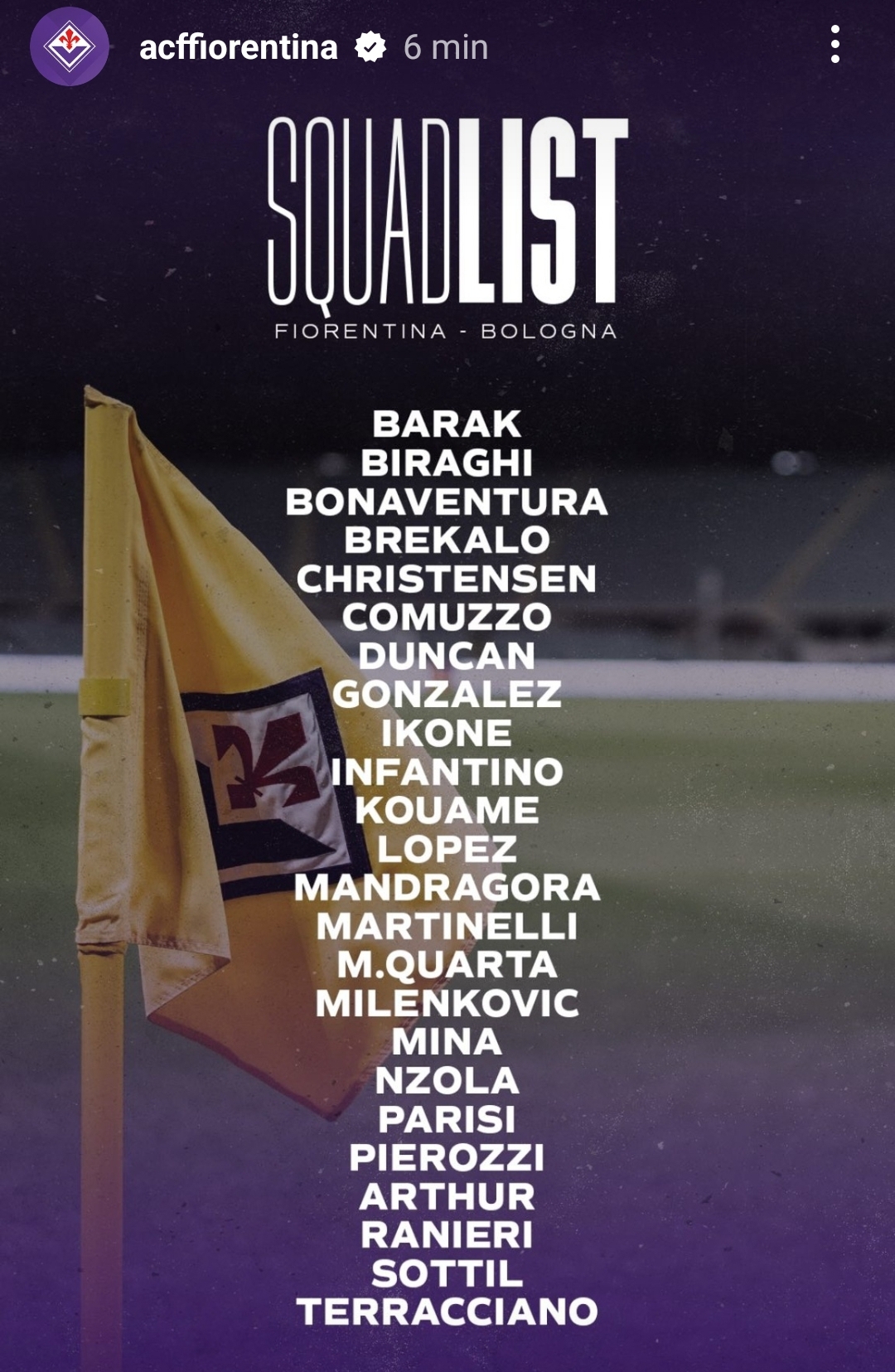 I convocati della Fiorentina per il Bologna: Beltran fuori per l'infortunio avuto contro la Juventus