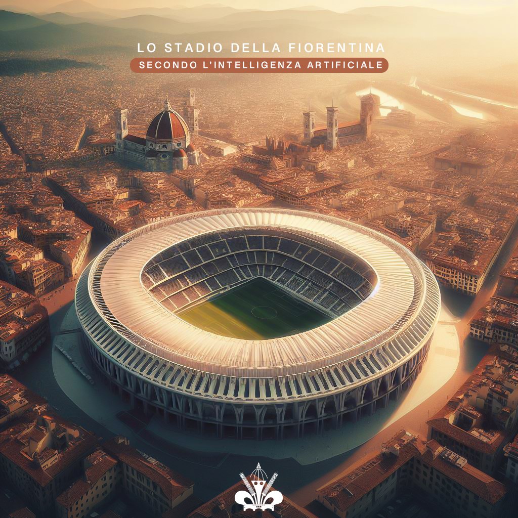 Lo stadio della Fiorentina secondo l'intelligenza artificiale. Il disegno che lo rende parte integrante di Firenze