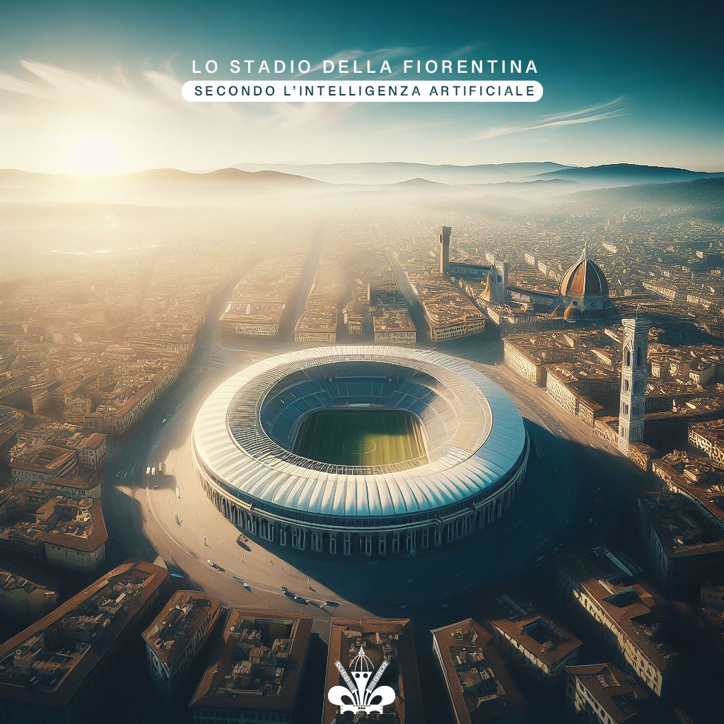 Lo stadio della Fiorentina secondo l'intelligenza artificiale. Il disegno che lo rende parte integrante di Firenze