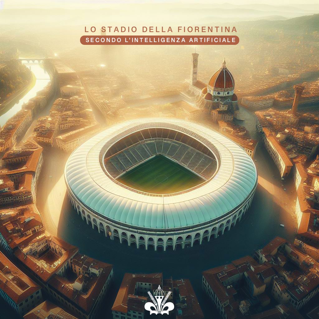 Lo stadio della Fiorentina secondo l'intelligenza artificiale. Il disegno che lo rende parte integrante di Firenze