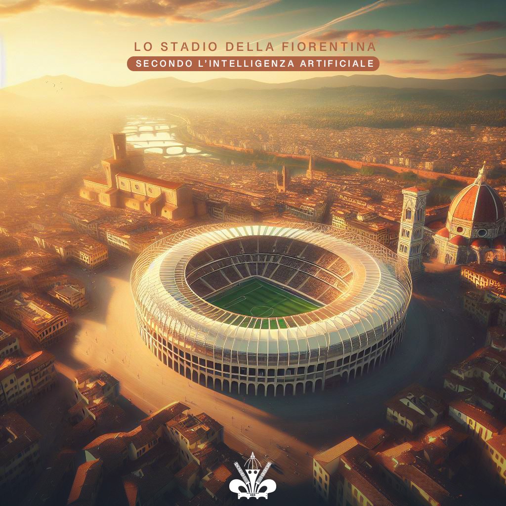 Lo stadio della Fiorentina secondo l'intelligenza artificiale. Il disegno che lo rende parte integrante di Firenze