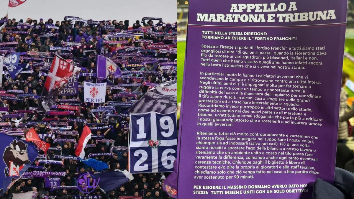 La Fiesole rimprovera tribuna e Maratona: "Durante la partita i giocatori della Fiorentina vanno incitati" - 