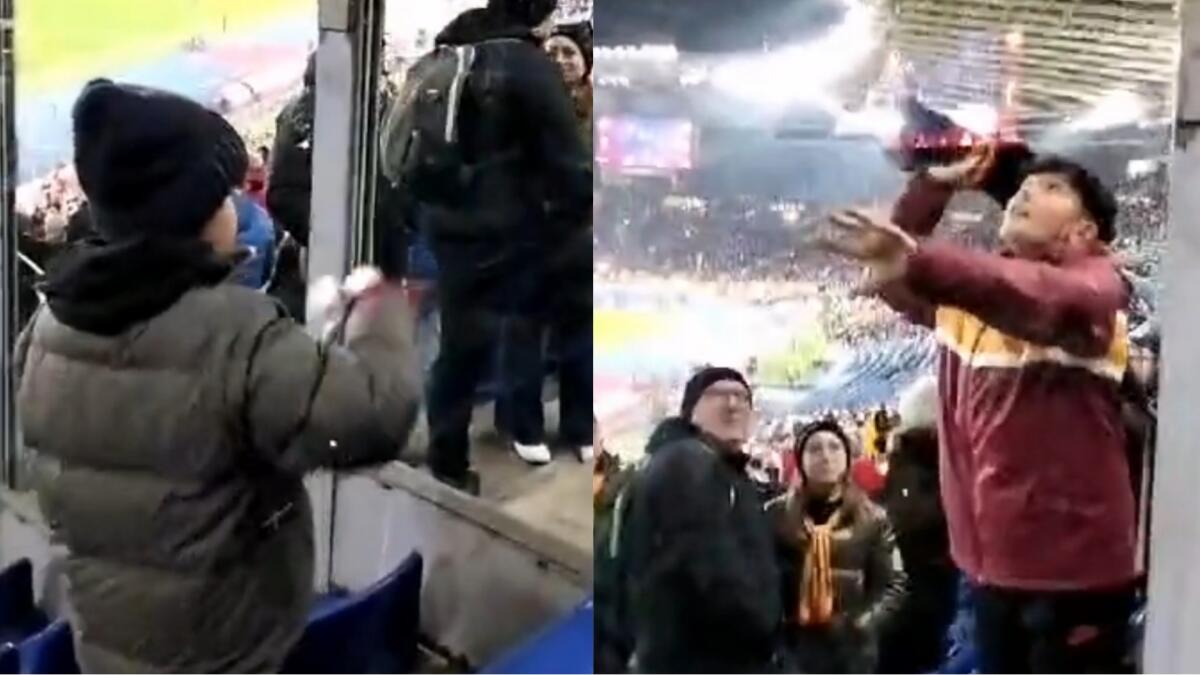 Un piccolo tifoso della Fiorentina scambia la sua sciarpa con un bambino tifoso della Roma. Il video - 