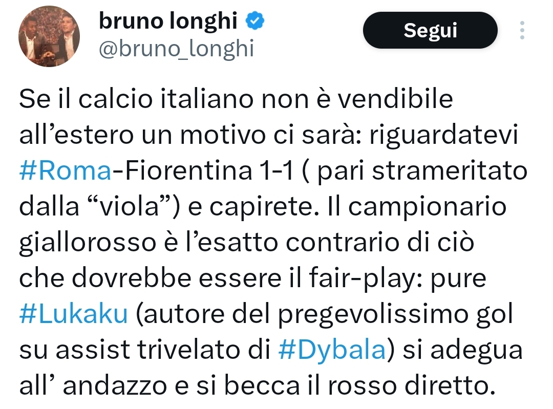 Bruno Longhi dice la verità: "La Roma è il contrario di ciò che dovrebbe essere il fair play. Anche Lukaku s'adegua"