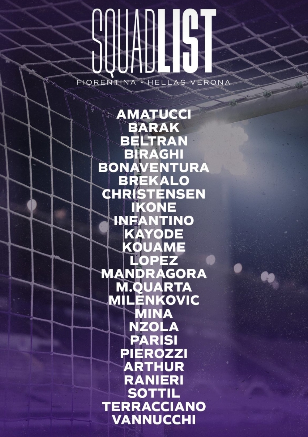 La Fiorentina comunica: "Lesione di secondo grado ai flessori per Nico Gonzalez. Duncan influenzato"