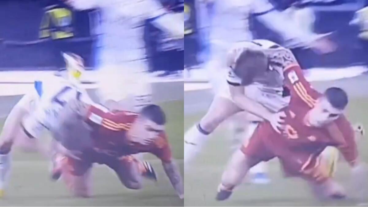 Vergogna Mancini, rischia di spezzare il collo a De Ketelaere in Roma-Atalanta, poi chiede anche il fallo - 