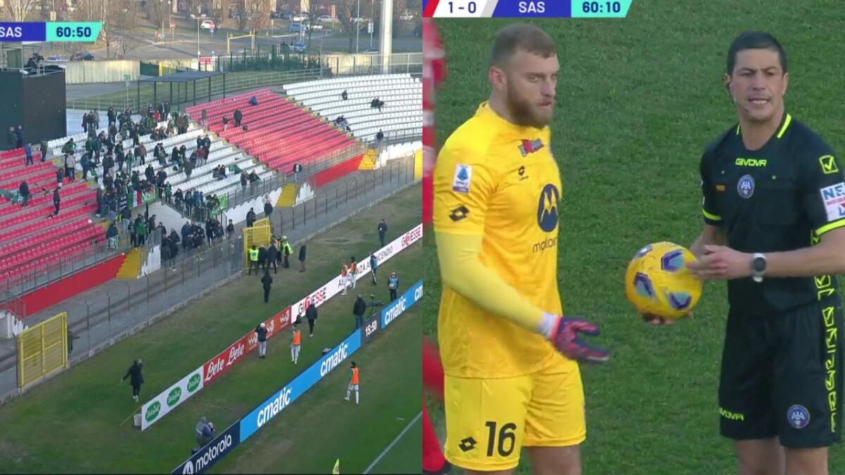 L'arbitro sospende Monza-Sassuolo, un tifoso neroverde è caduto dagli spalti, momenti di paura - 