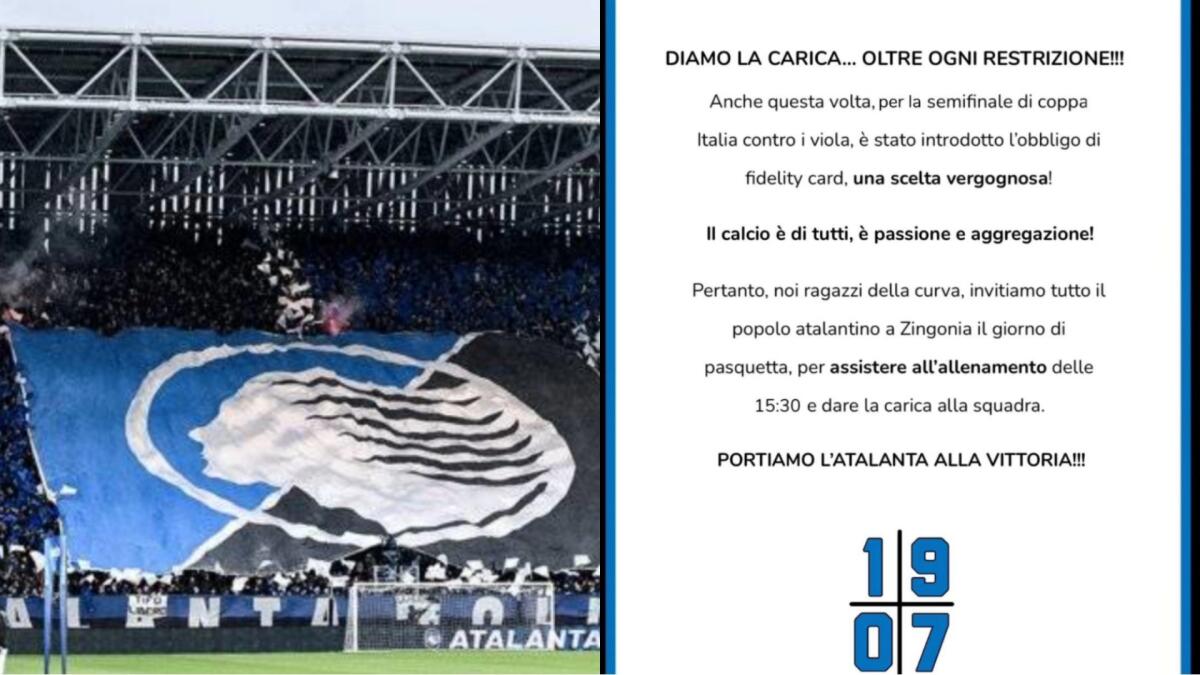 Curva Atalanta in vista della trasferta a Firenze: "Obbligo di fidelity card, scelta vergognosa. Il calcio è di tutti" - 