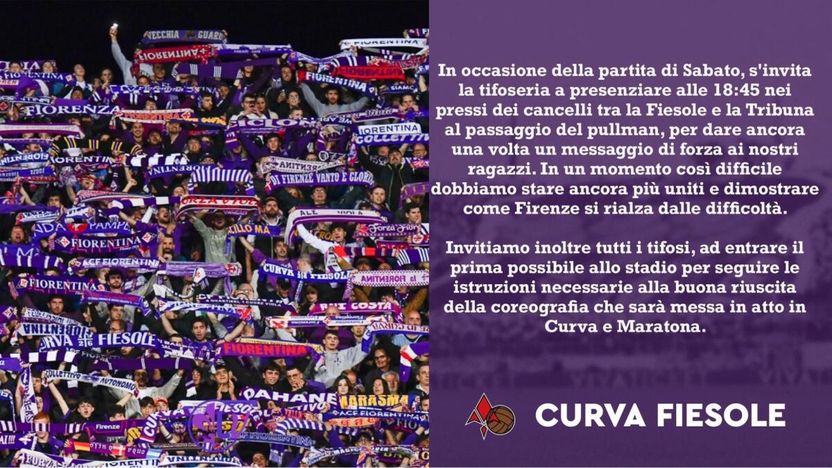 La Fiesole annuncia: "Contro il Milan Coreografia in Curva e in Maratona. Prima della gara aspettiamo il pullman" - 